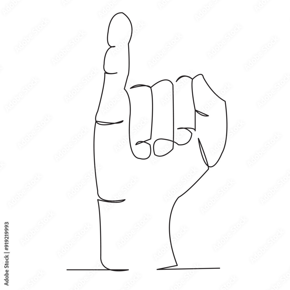 one open single drawn line art doodle hand, deaf, sign, finger, language, gesture. Isolated hand-drawn outline image on a bol background. the letter I one open single drawn line art doodle hand, deaf, sign, finger, language, gesture. Isolated hand-drawn outline image on a bol background. the letter I