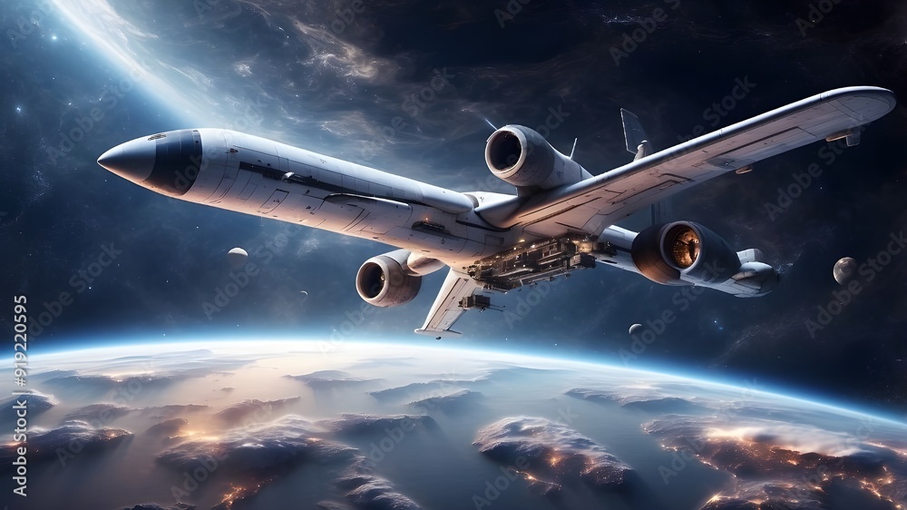 Fototapeta premium airplane flying over the world