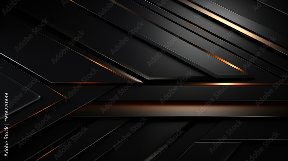 Abstract geometric black background with golden lines. Abstract geometric black background with golden lines.