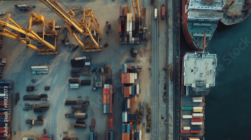 Top view of industrial port. photo