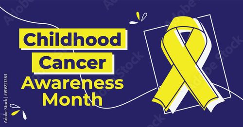 September is Childhood Cancer Awareness Month. Stylized yellow awareness ribbon. Clean artistic line art.