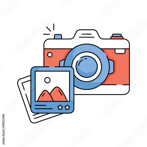 Photography, travel moments, camera vector design in modern style