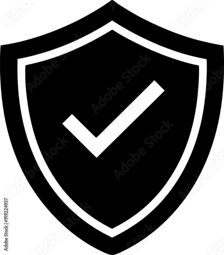 Vektor Silhouette - Schutzschild mit Haken - Check - Schutz