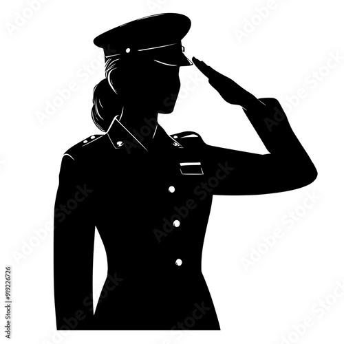 Silhouette military woman officer salute 