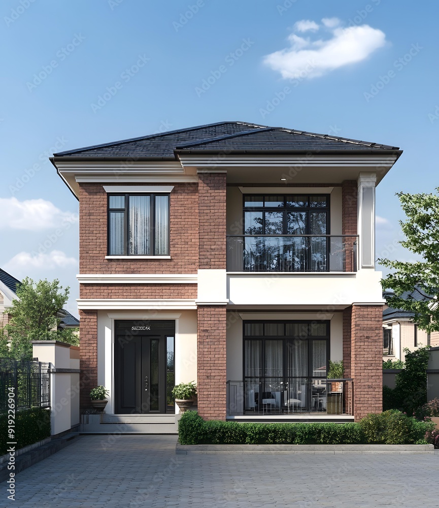 custom made wallpaper toronto digitalModern Two Storey Brick House with Balcony