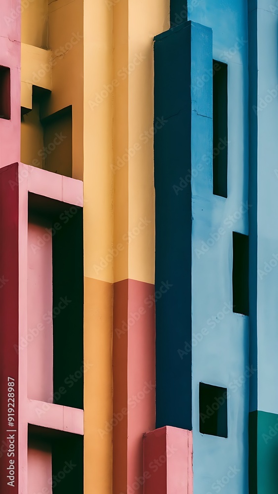 Closeup of colorful urban wall texture. Modern pattern for wallpaper design. Creative urban city background. Abstract open composition. Minimal geometric style, solid colors Closeup of colorful urban wall texture. Modern pattern for wallpaper design. Creative urban city background. Abstract open composition. Minimal geometric style, solid colors