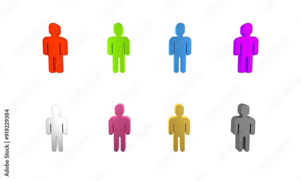 Colorful User of man in business suit icon isolated on white background. Business avatar symbol user profile icon. Male user sign. Minimalism concept. 3D render illustration Colorful User of man in business suit icon isolated on white background. Business avatar symbol user profile icon. Male user sign. Minimalism concept. 3D render illustration