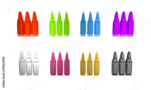 Colorful Bullet icon isolated on white background. Minimalism concept. 3D render illustration