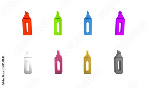 Colorful Marker pen icon isolated on white background. Minimalism concept. 3D render illustration