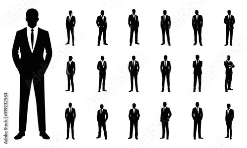 Set of businessmen silhouette vector illustration.