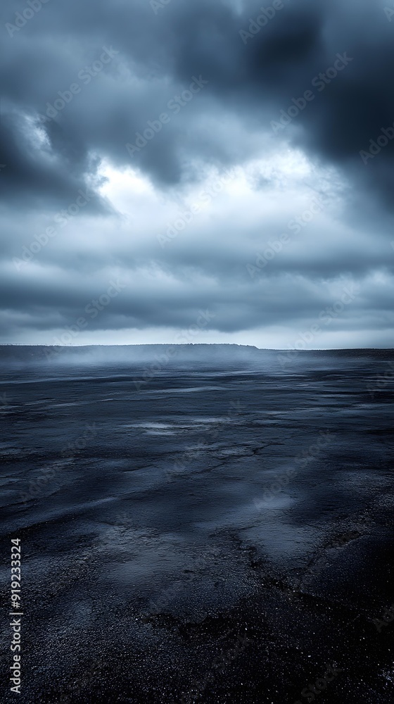 Fototapeta premium Dark Stormy Sky over Black Sand Beach
