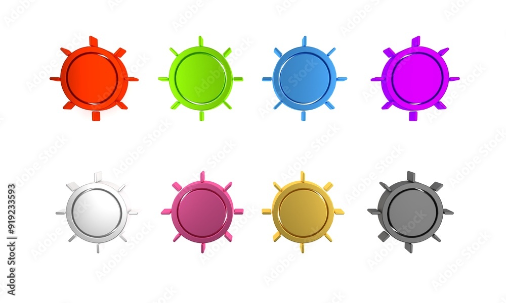Colorful Sun icon isolated on white background. Minimalism concept. 3D render illustration Colorful Sun icon isolated on white background. Minimalism concept. 3D render illustration