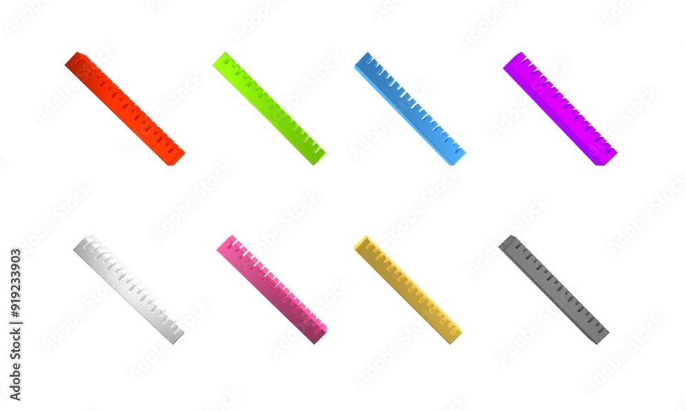 Colorful Ruler icon isolated on white background. Straightedge symbol. Minimalism concept. 3D render illustration Colorful Ruler icon isolated on white background. Straightedge symbol. Minimalism concept. 3D render illustration