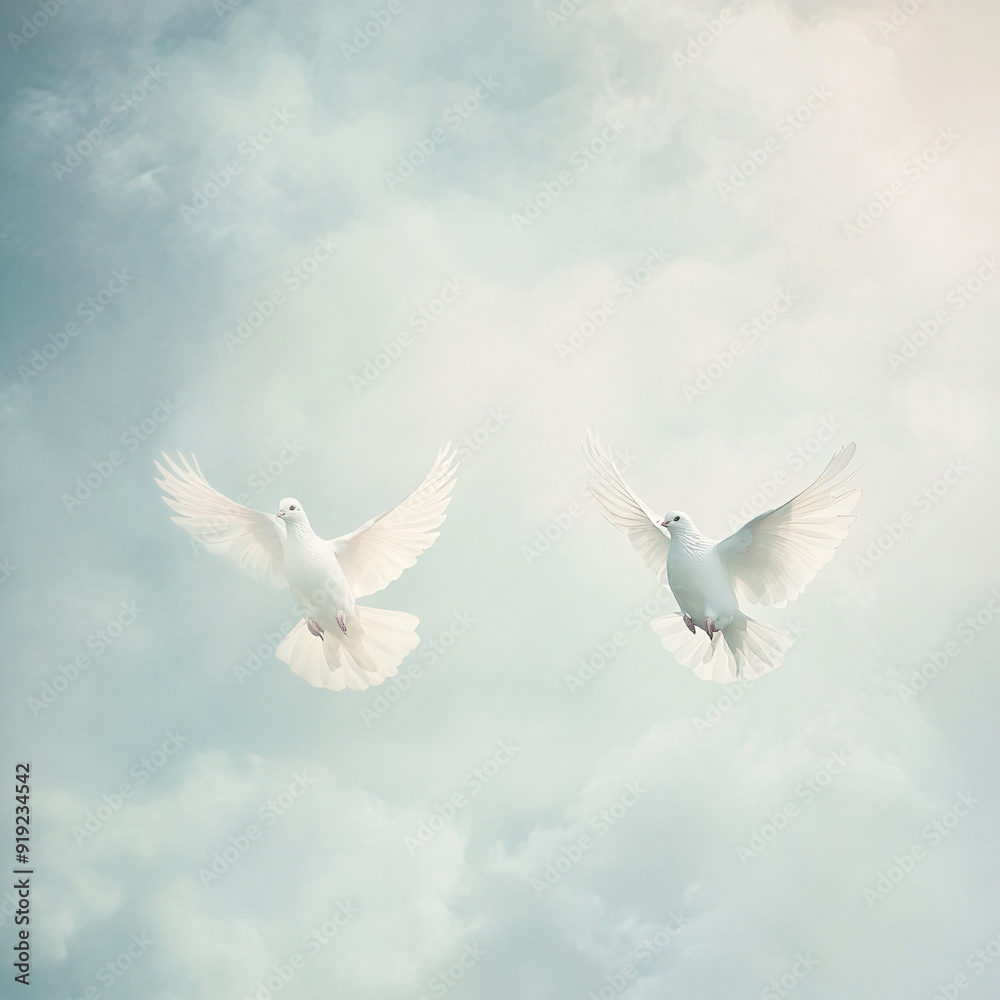 Obraz premium white dove flying in the sky