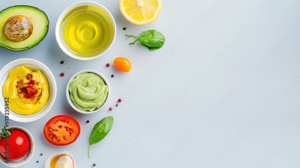 Zen in Food: Minimalist Flat Lay with Perfectly Arranged Ingredients on Clean Background Zen in Food: Minimalist Flat Lay with Perfectly Arranged Ingredients on Clean Background