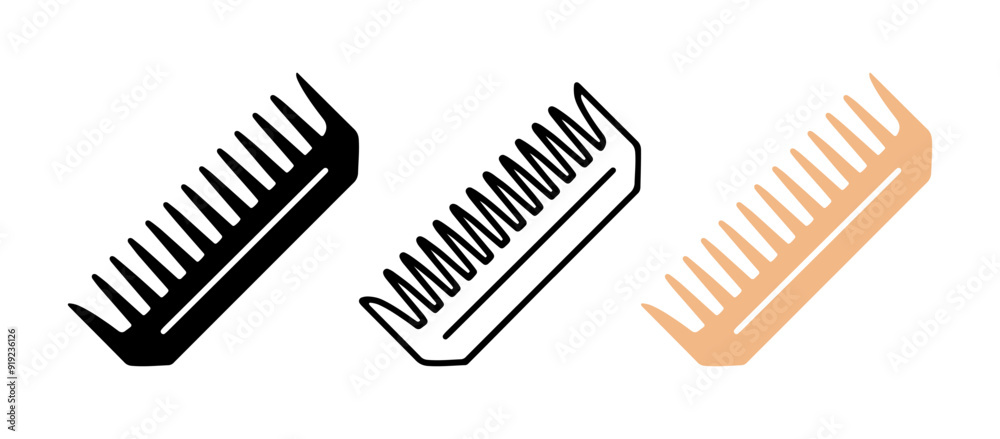 Set of Comb cartoon doodle, Vector, Illustration.