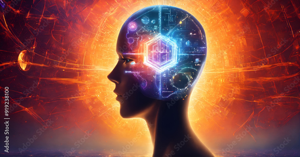 human head with brain human head with brain