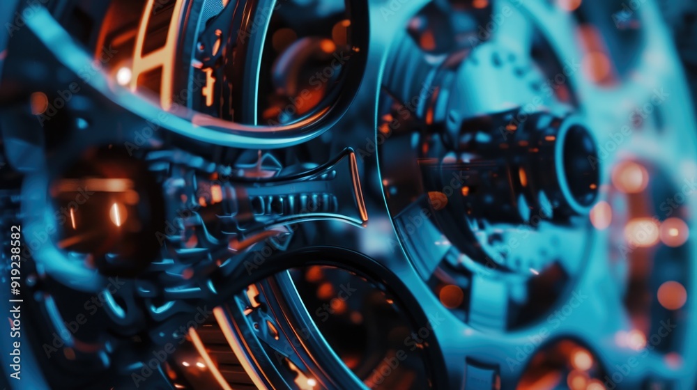 Close-up shot of a machine wheel with lights Close-up shot of a machine wheel with lights