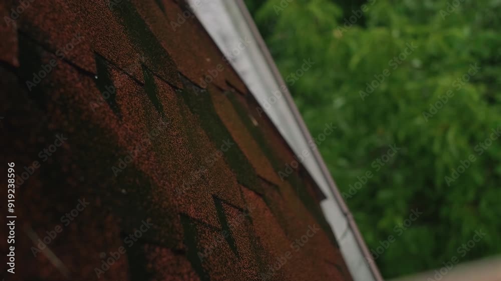 Heavy rain pouring on a house roof, ideal for visualizing weather forecasts and severe rain warnings. Heavy rain pouring on a house roof, ideal for visualizing weather forecasts and severe rain warnings.