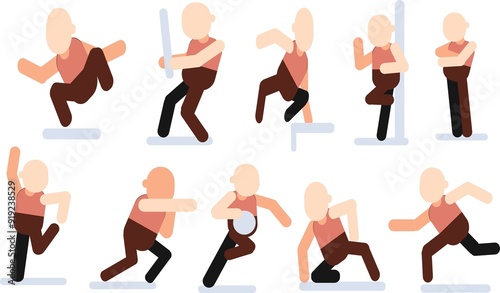 Set of people in various poses