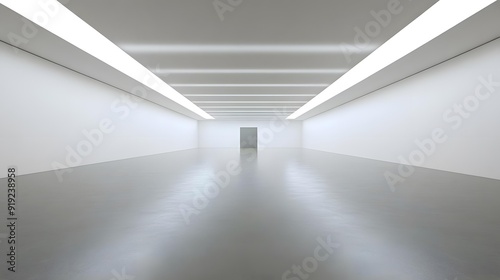 Minimalist White Room with Door