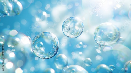 Wallpaper Mural Shimmering Blue Bubble Bliss. Tranquil background with high level of detail Torontodigital.ca