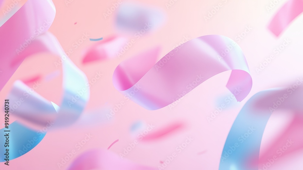 Pink and blue ribbons are flying through the air Pink and blue ribbons are flying through the air