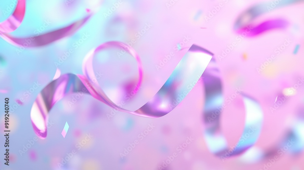 A ribbon is flying through the air with glitter and confetti A ribbon is flying through the air with glitter and confetti