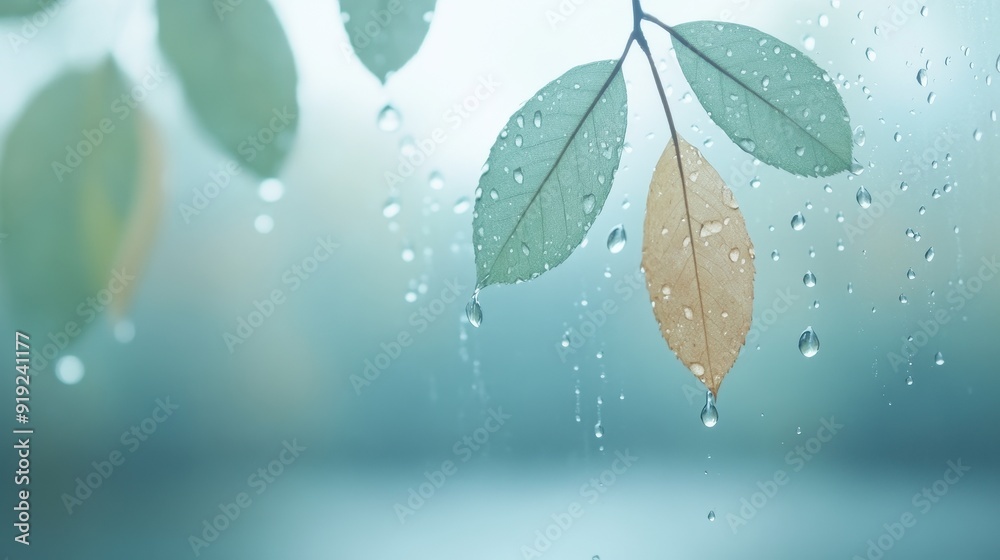 A leaf with raindrops on it A leaf with raindrops on it