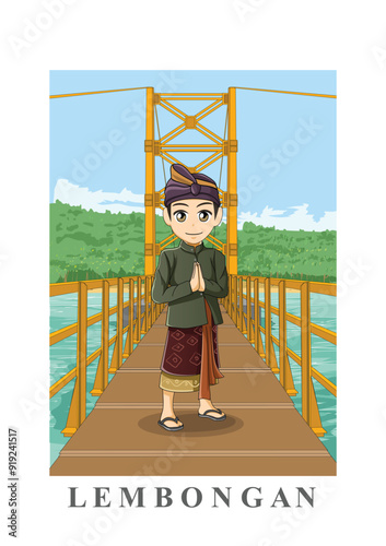 balinese man infront of Lembongan yellow bridge