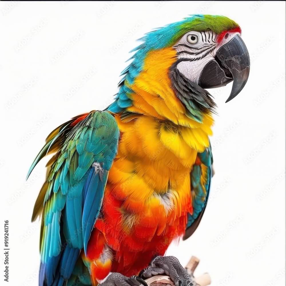 Colorful Parrot Frame on White Background - Exotic Tropical Bird Border for Design and Decor Colorful Parrot Frame on White Background - Exotic Tropical Bird Border for Design and Decor