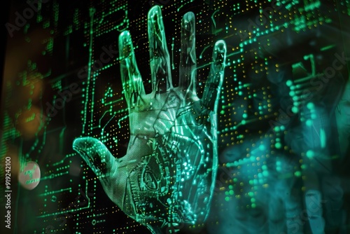 Digital handprint scan on a holographic display