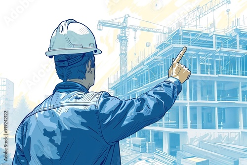 engineer with blueprint