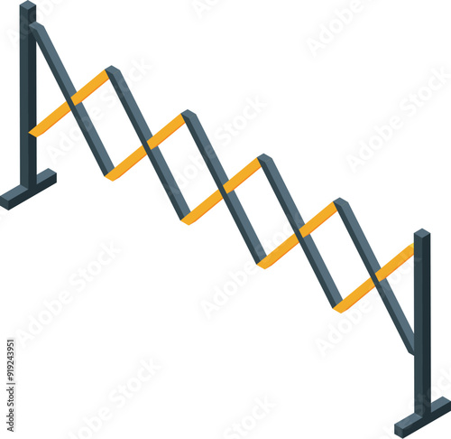 Retractable fence barrier limiting access, separating and dividing people standing in line in a queue