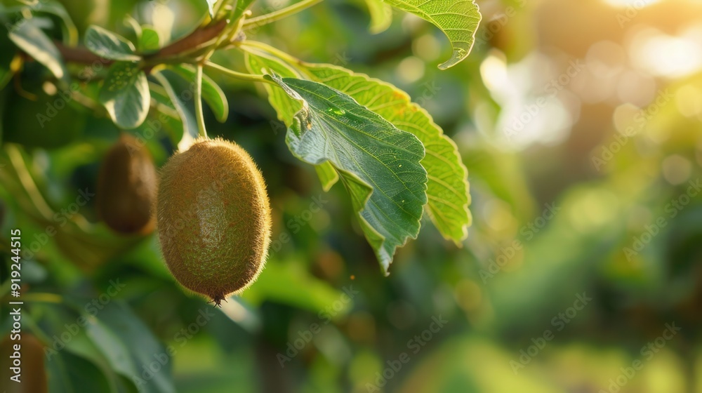 Obraz premium Fresh kiwi fruit slice on table closeup view