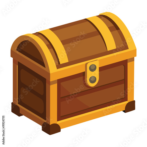 Illustration of Wooden Chest on white
