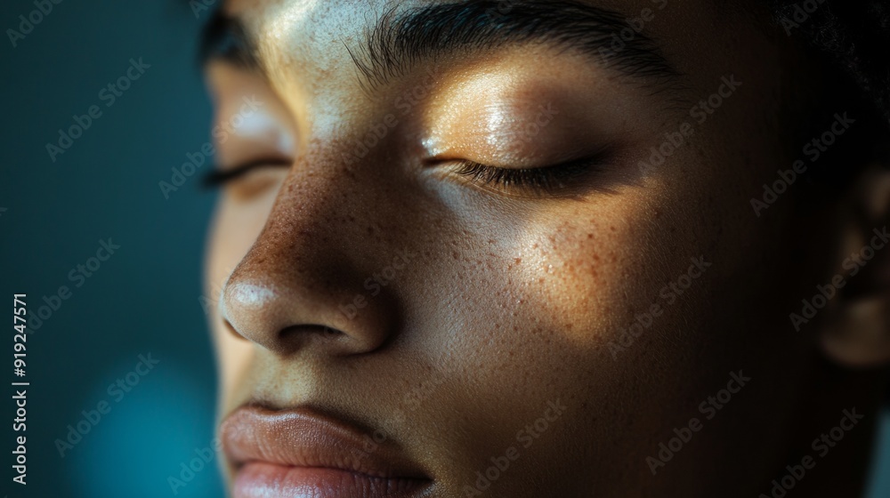 Fototapeta premium A man with a beard and dark skin is looking at the camera
