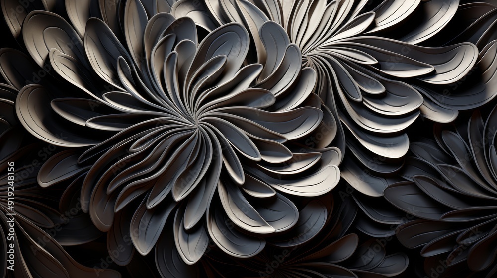 Abstract 3D Floral Pattern in Black and White Abstract 3D Floral Pattern in Black and White