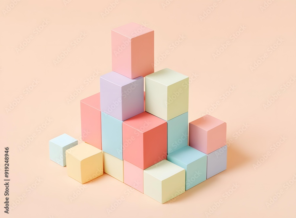 Pastel Colored Blocks Stacked in a Pyramid Shape Pastel Colored Blocks Stacked in a Pyramid Shape