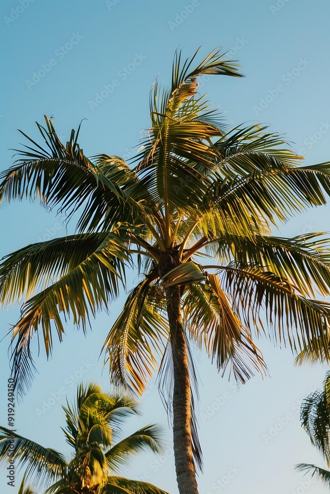 Palm Tree Leaves Against Blue Sky Palm Tree Leaves Against Blue Sky