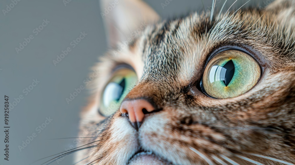 A close-up of a cat s eyes, reflecting the surroundings, with the fur detailed and the background softly blurred A close-up of a cat s eyes, reflecting the surroundings, with the fur detailed and the background softly blurred