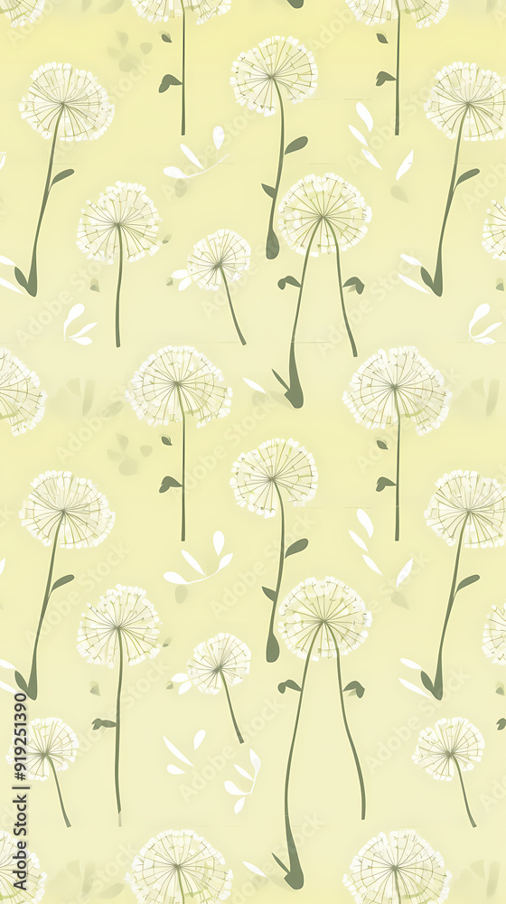 Fototapeta premium Dandelion seamless patterns nature graphic print vector image