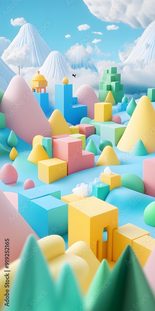 Fototapeta premium Abstract 3D Illustration of Colorful Geometric Shapes