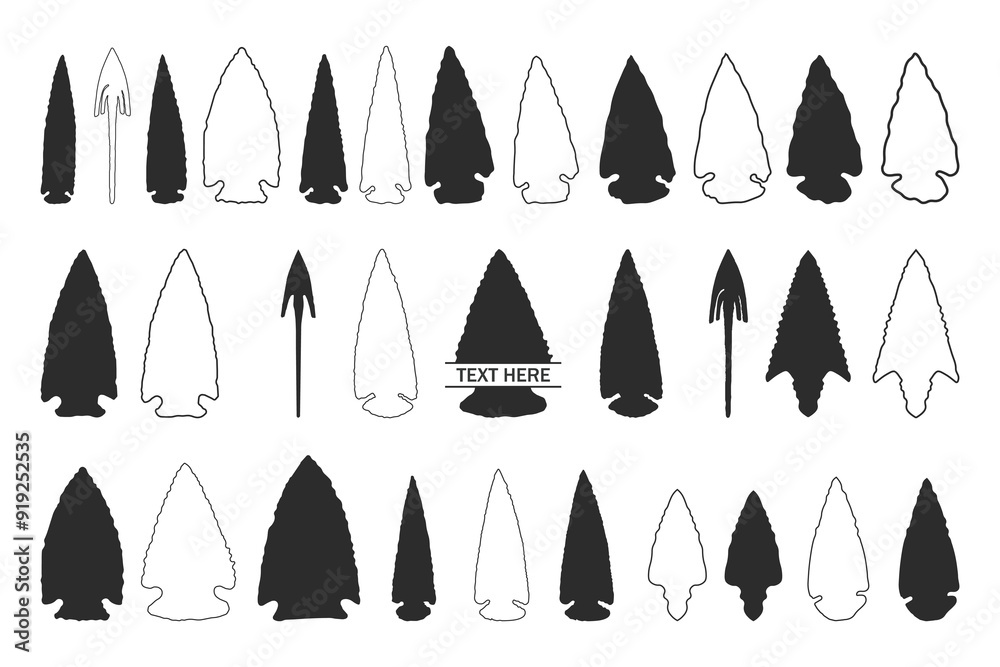 Фотография Indian Arrowhead silhouette vector art white background
