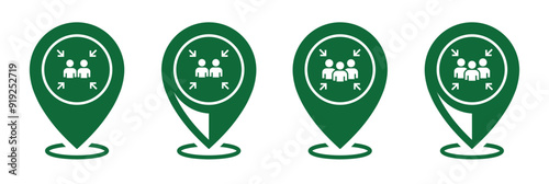 Assembly point icon. Assembly location icon, vector illustration