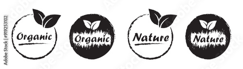 Organic, vegan and nature set icon, vector illustration