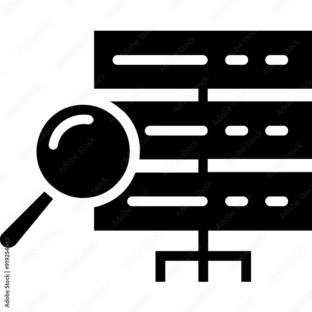 Server Search vector icon in glyph style 