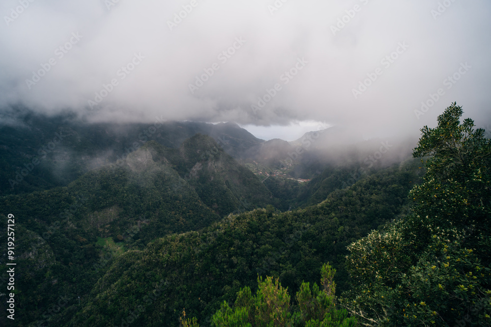 Panoramic views from Miradouro dos Balcoes viewpoint in Ribeiro Frio National park in Madeira, Portugal Panoramic views from Miradouro dos Balcoes viewpoint in Ribeiro Frio National park in Madeira, Portugal