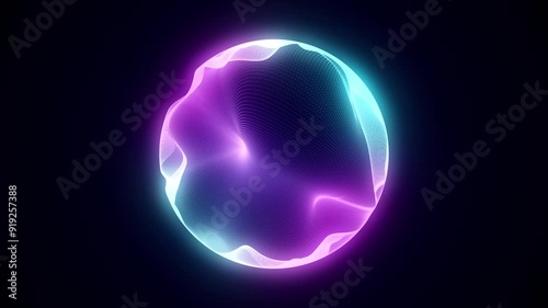 Sci-fi colors sphere with particles. Concept network connection. Frame sphere. Abstract technology background. 3d rendering.