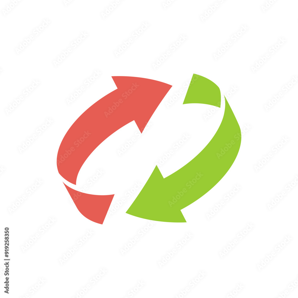 Tow arrow recycle icon. Recycle or restart editable vector thin symbol. Tow arrow recycle icon. Recycle or restart editable vector thin symbol.
